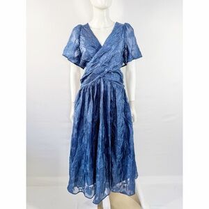 Lulus Navy Blue Maxi Dress Size XL Formal Evening Short Sleeve Criss Cross NEW